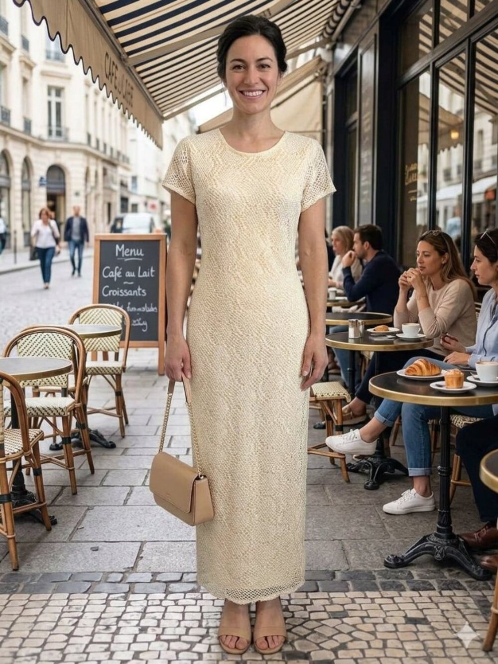 VTG Newport News ivory crochet lace maxi dress, size 6 - Picture 2 of 7